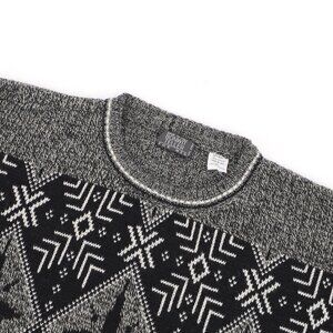 BONWIT TELLER VINTAGE Argyle-Inspired Geo Print Crewneck Sweater Size XL